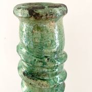 Bougeoir terre cuite émaillé vert 50 cm