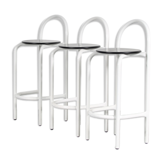 1980s italian bar stools in white metal