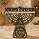 Handcrafted Moroccan Hanukkah menorah in glazed ceramic – Handmade – 30 × 30