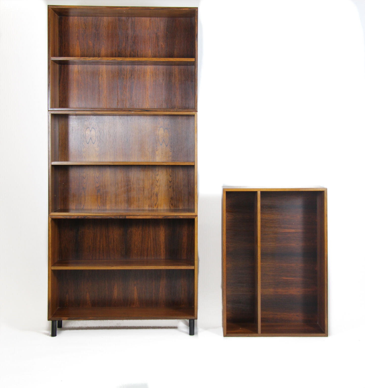 Rosewood bookcase with metal black legs, made in Denmark, 1960s
