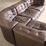 De Sede DS-11 Modular Sofa In Brown Patchwork Leather, Switzerland 1970s