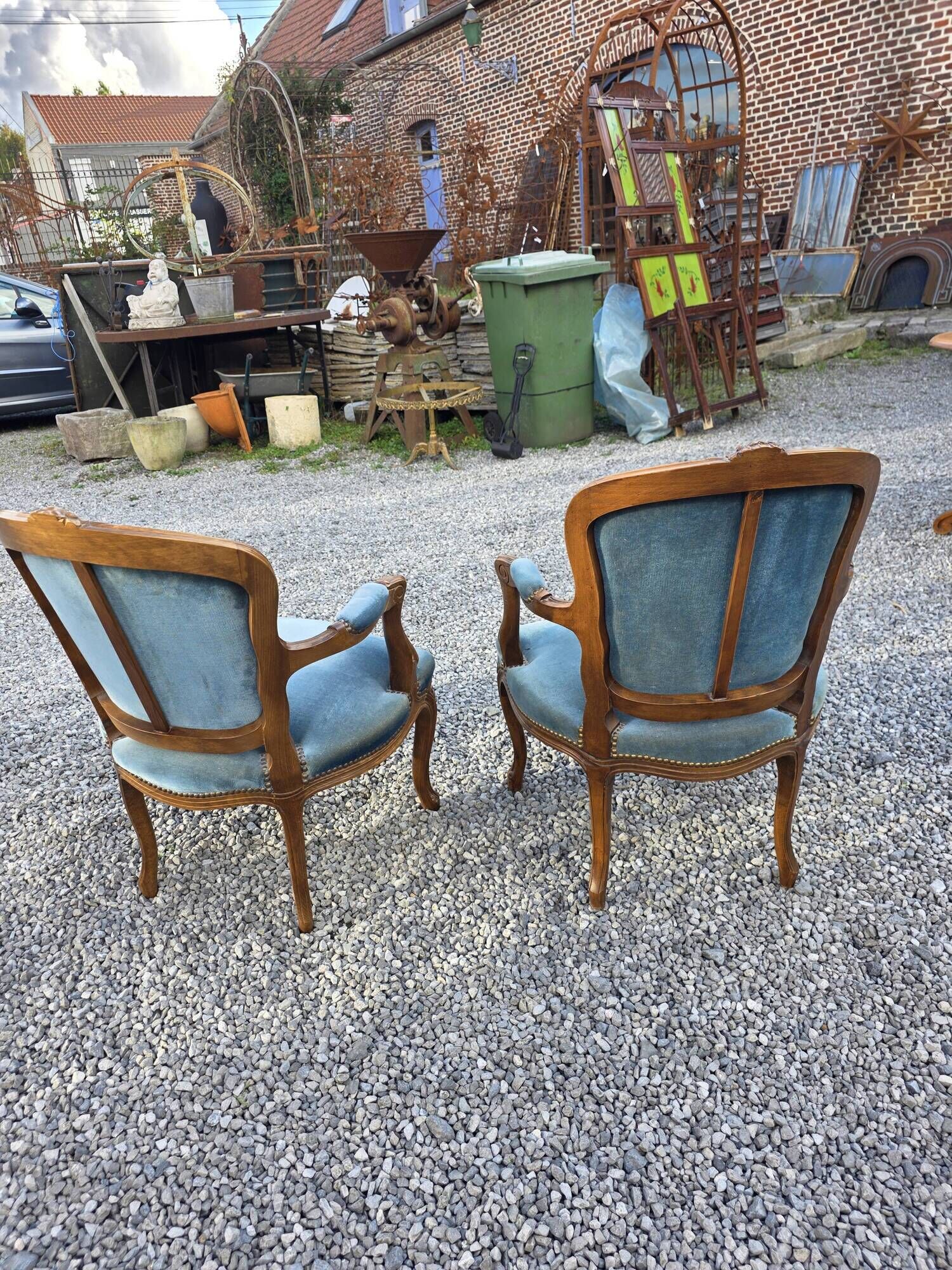 Pair of Louis XV style cabriolet armchairs