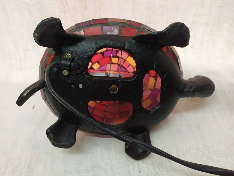 Glass turtle lamp mosaic cast iron Red watch