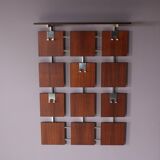 1950s teak wood coat rack with chrome hangers, Netherlands