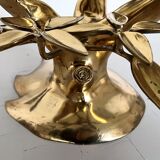 Coffee table in tree shape in full brass and cut glass, 1970s