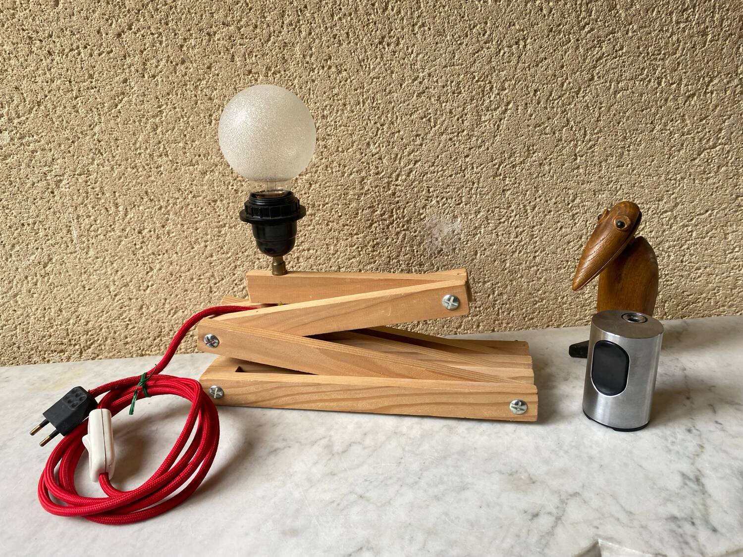Accordion lamp, vintage Scandinavian design from the 90s, modernist design.