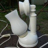 "Telephone" lamp in white ceramic and opaline from the 1970s.