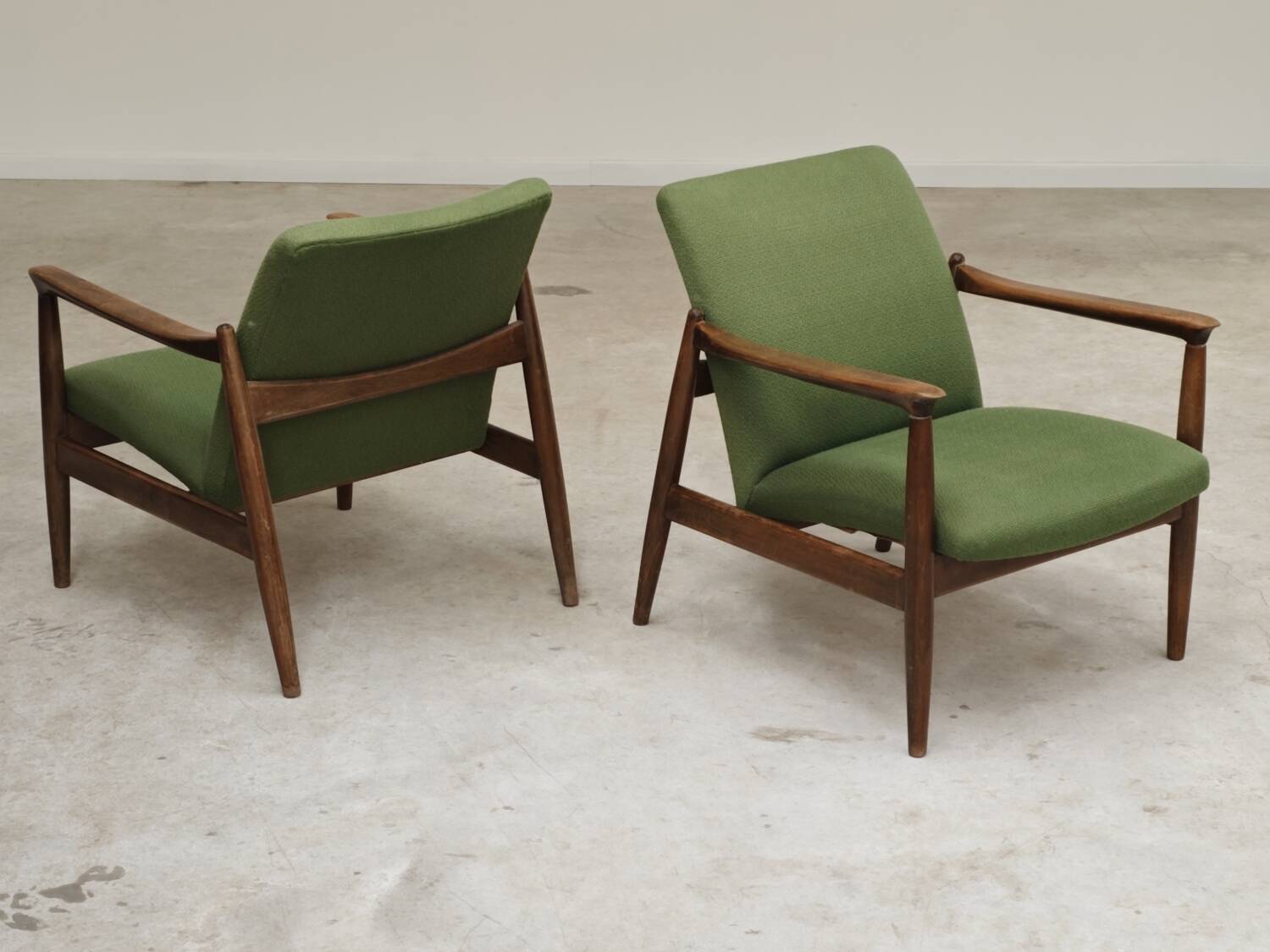 Pair of green GMF 64 armchairs by
Edmund Homa, Poland, 1960s