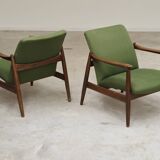 Pair of green GMF 64 armchairs by
Edmund Homa, Poland, 1960s