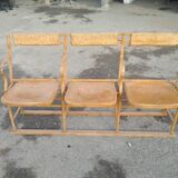 Bench cinema or theatre chairs in iron and solid wood - circa 1930