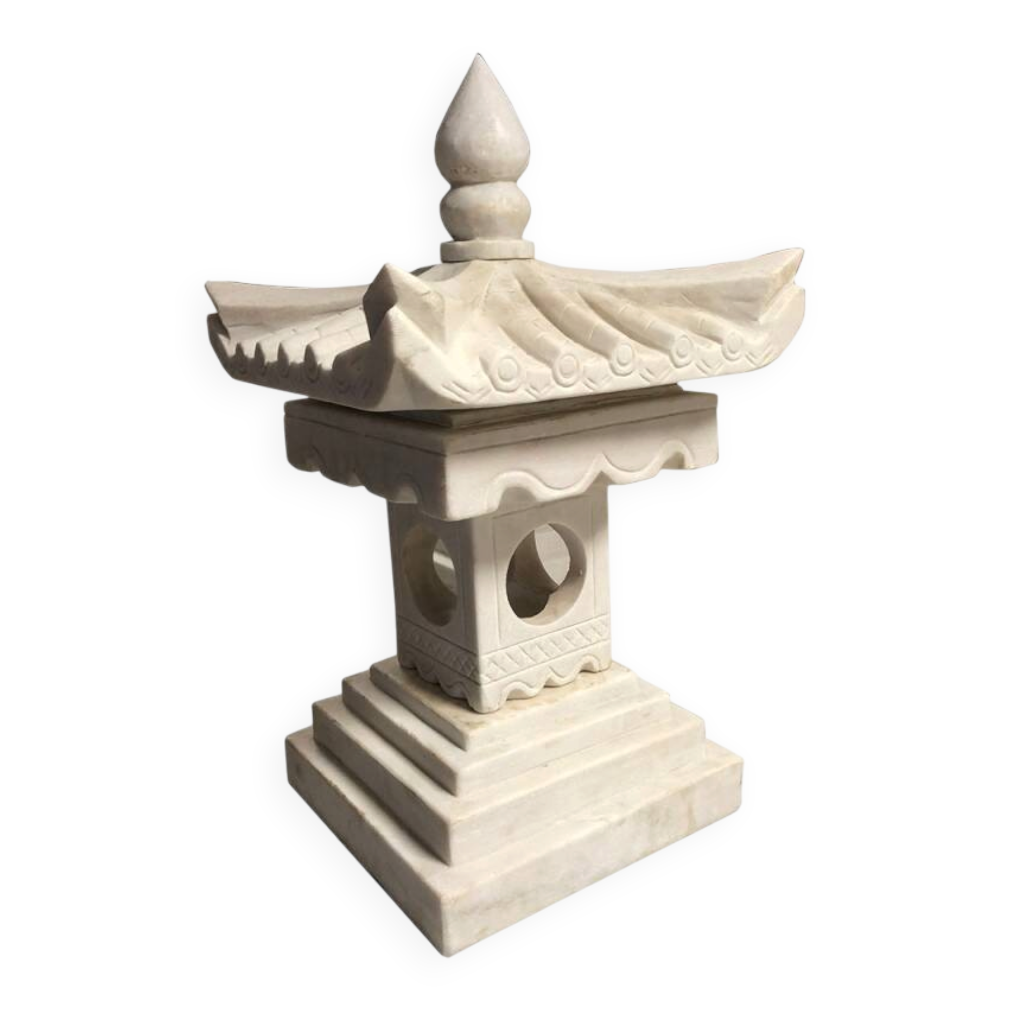 White marble garden lamp