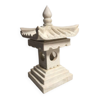 White marble garden lamp
