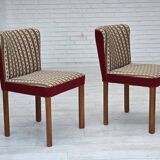 1960s, set of 2 Danish easy chairs, traditional Danish woven wool fabric.