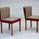 1960s, set of 2 Danish easy chairs, traditional Danish woven wool fabric.