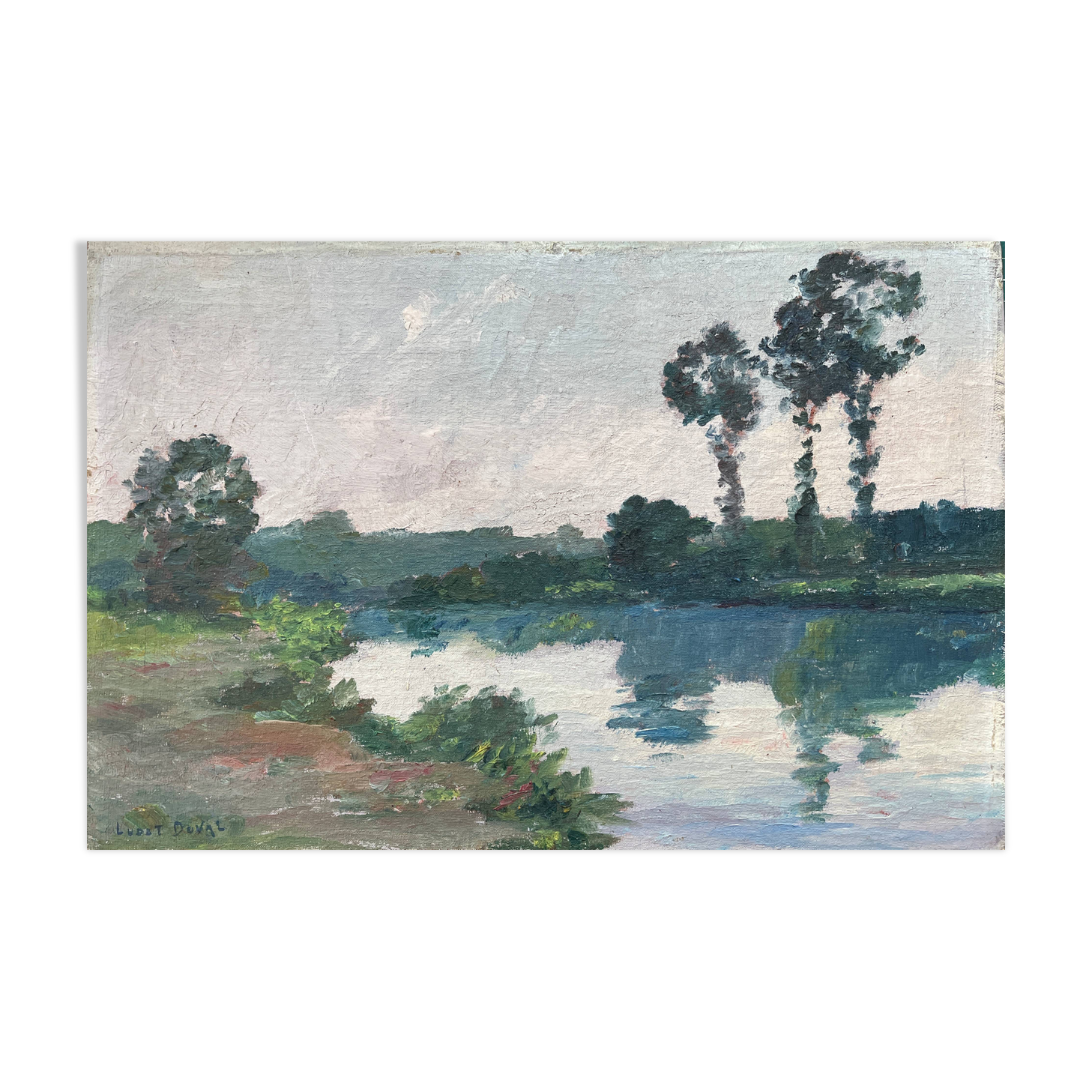 HSP painting “Banks of the Mayenne” in Saint-Jean (53) by Ludet-Duval