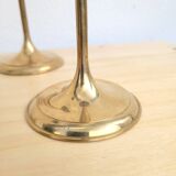 Set of 3 flower candle holders in gold-plated brass