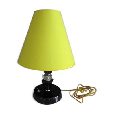 Lampe art-déco, pied en cristal noir
