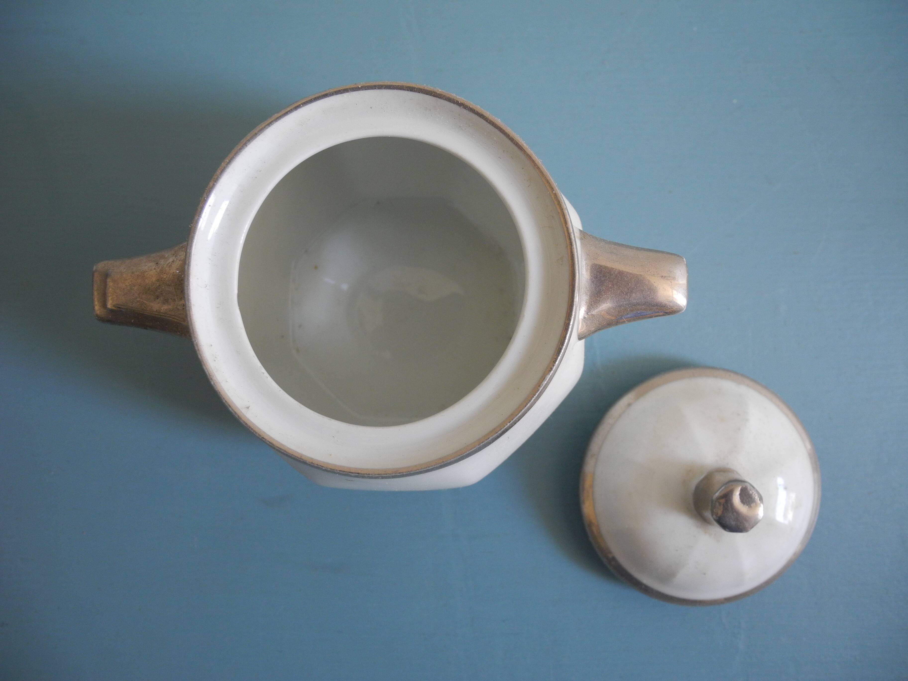 Aluminite sugar bowl Frugier Limoges France porcelain
