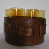 6 glasses orangeade in their leather bucket