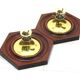 2 appliques hexagonales en bois et laiton, 1970 / 80