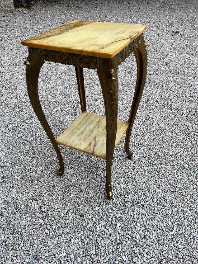 Marble and brass side table