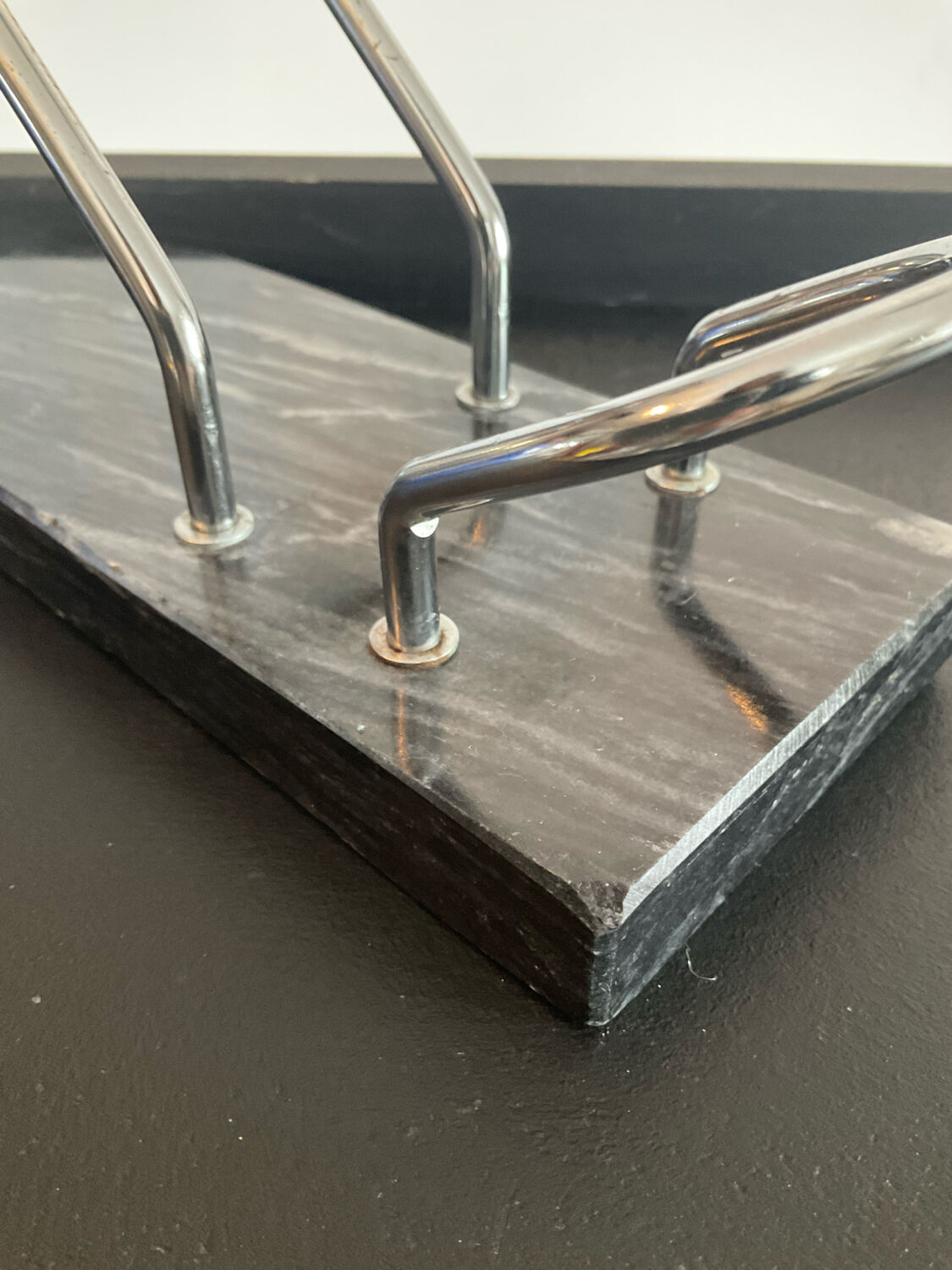 Vintage bottle holder in marble and metal