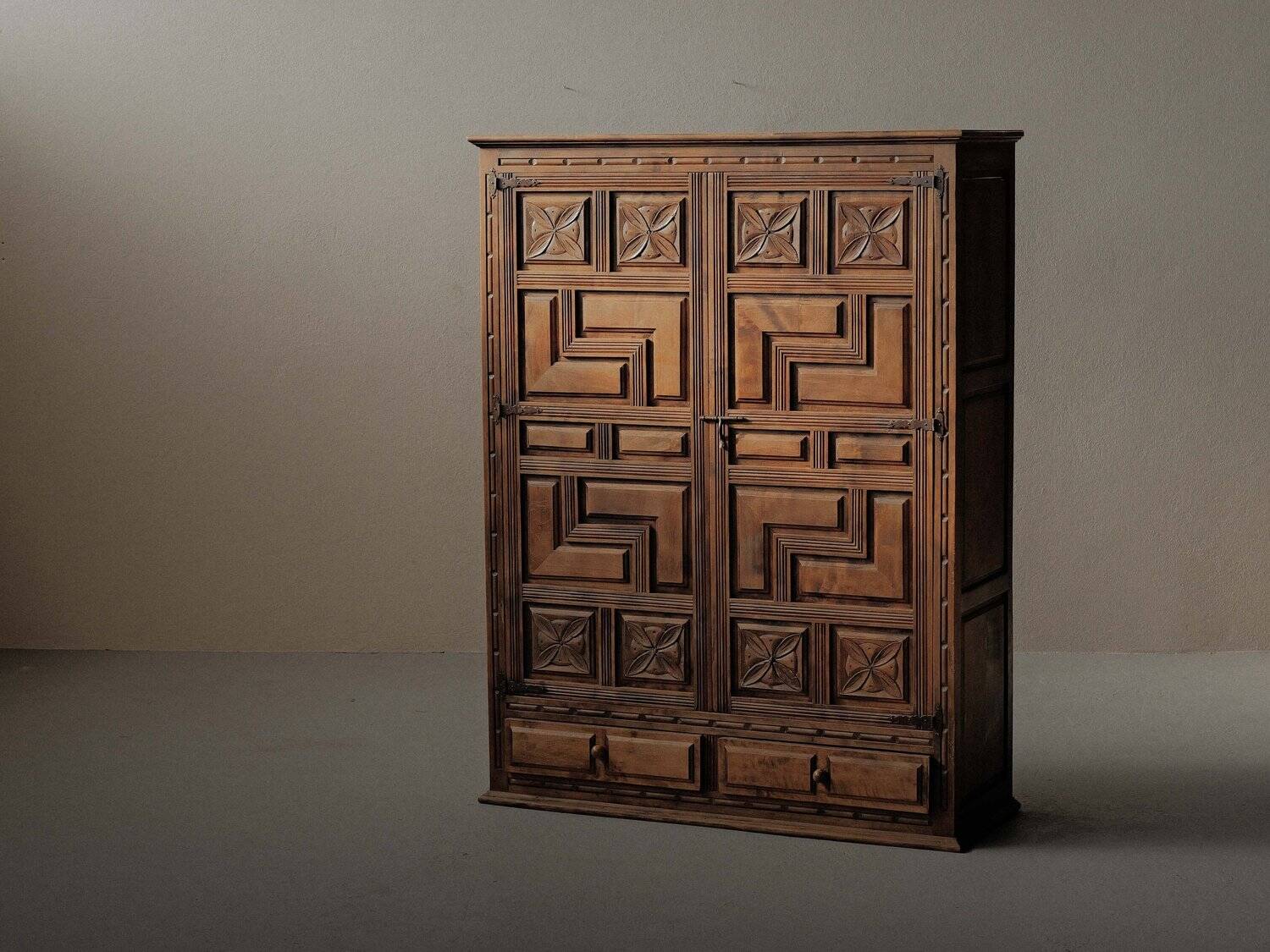 Handcrafted two-door cabinet, Spain, circa 1950