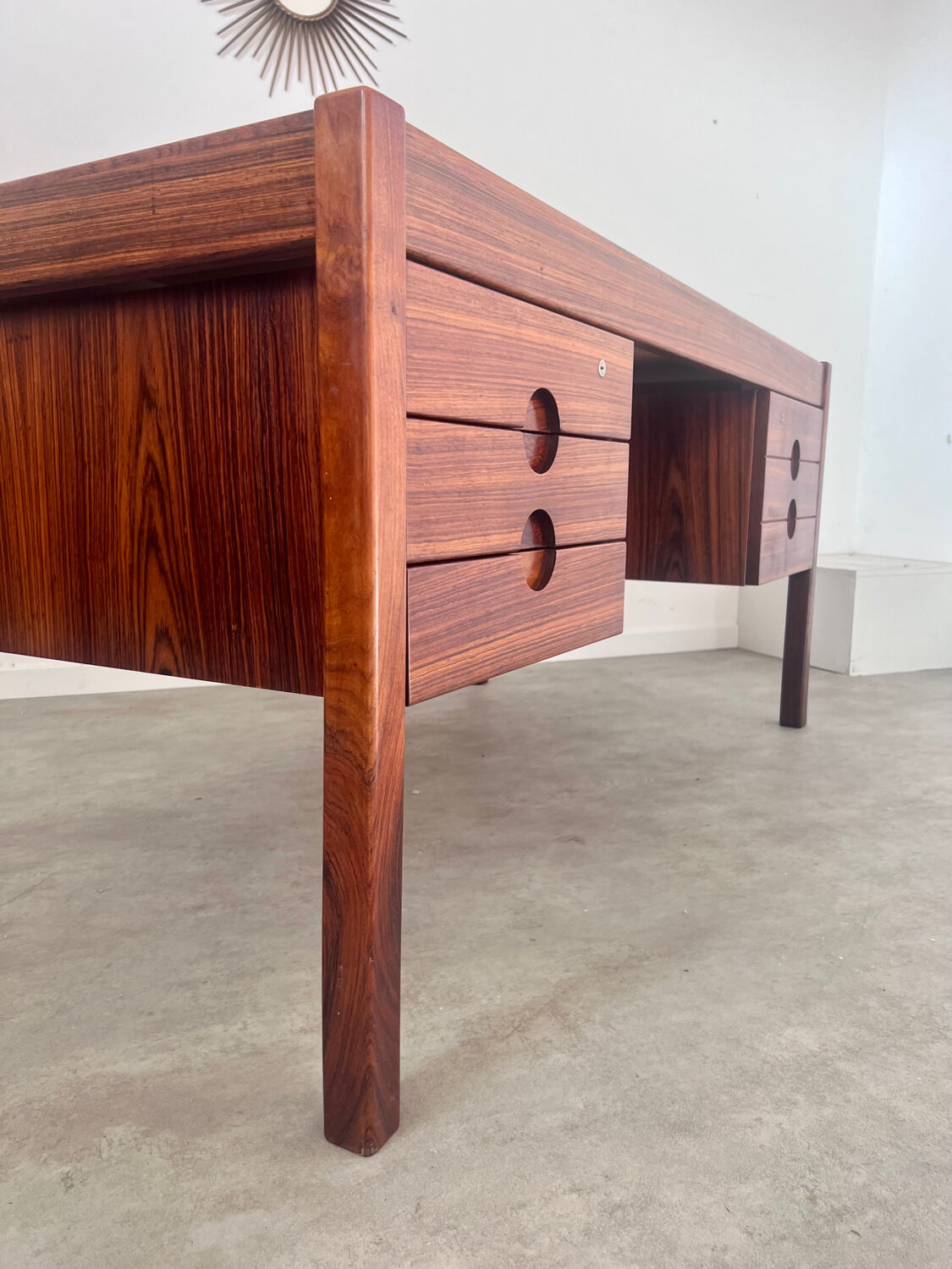 Old Danish Scandinavian desk in rosewood veneer designed by Christian Linneberg