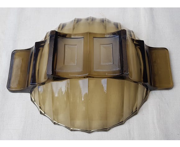 Art deco trinket bowl in smoked glass