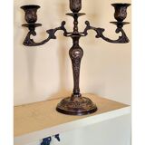 Antique candelabra with 3 arms in patinated bronze