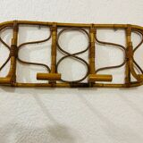 Vintage rattan wall-mounted coat rack