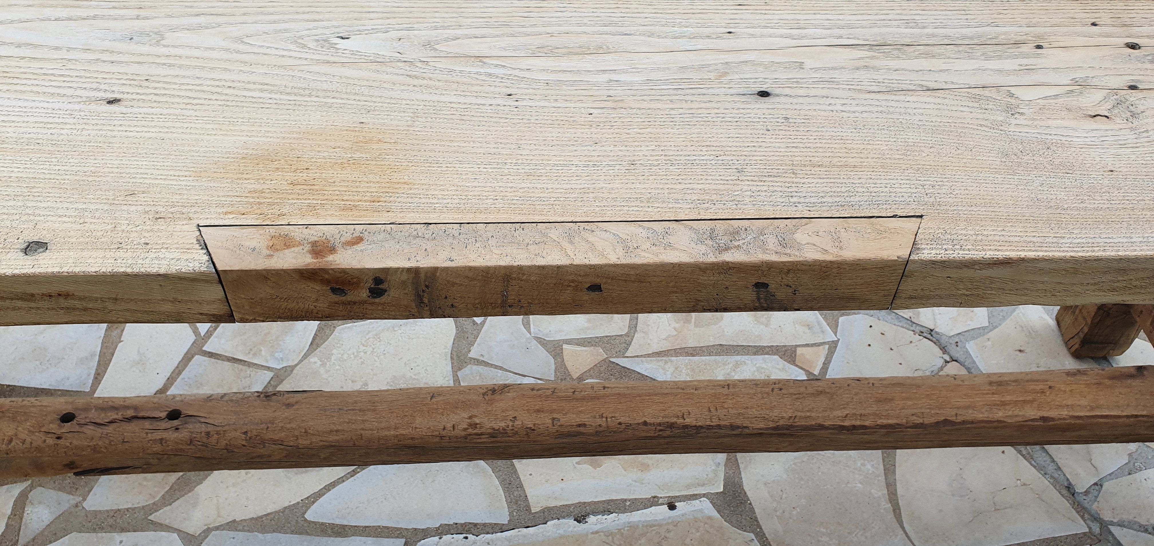 Loom table in solid oak 240 x 58 cm. 1920.