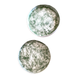 Set of two handmade porcelain plates speckled green