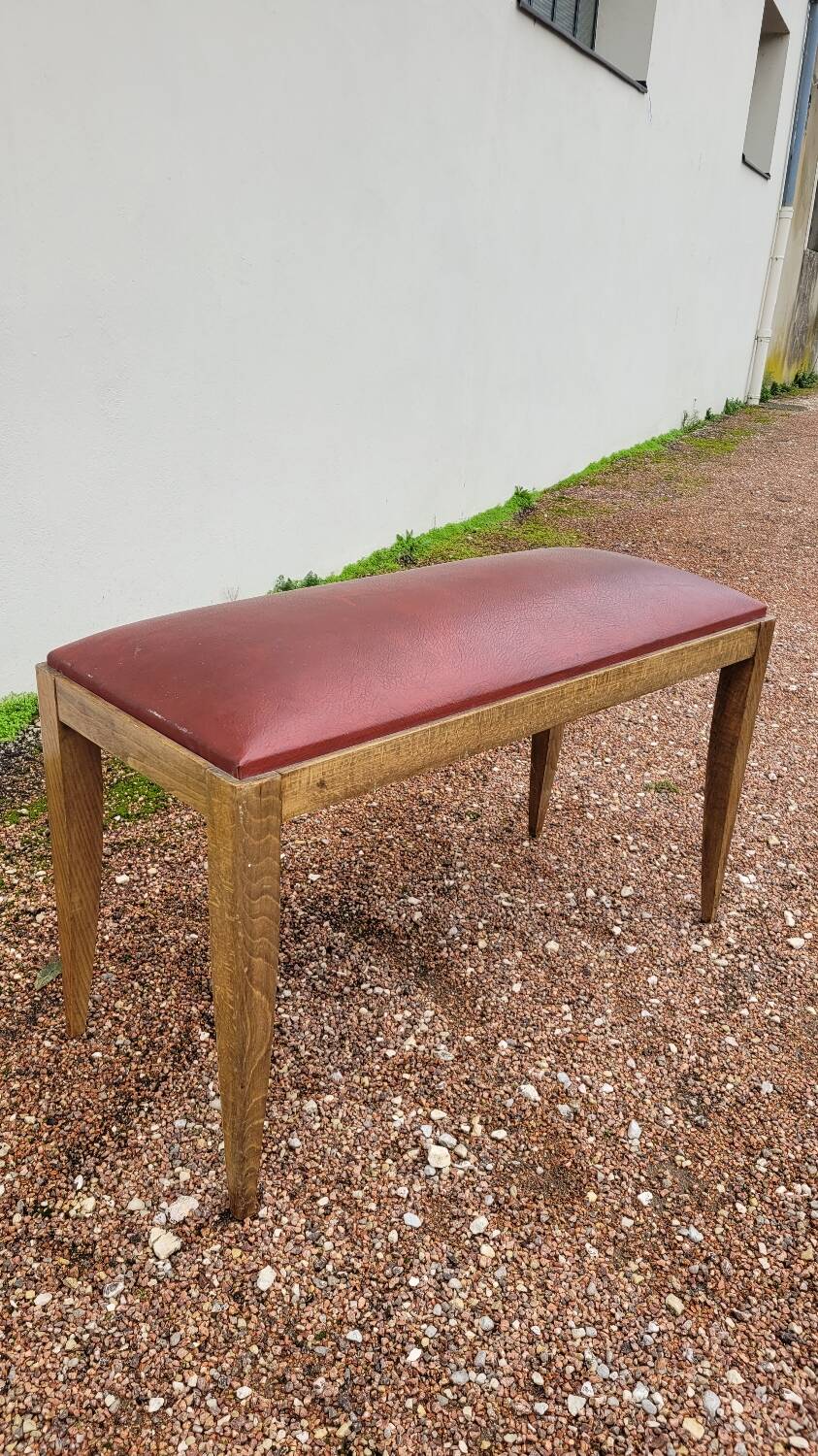 Art Deco piano stool bench in original Skai.