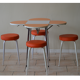 Entire table folding and stools orange and white formica 60s