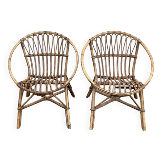 Pair of rattan armchairs