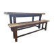 Solid elm wood farmhouse table and bench set