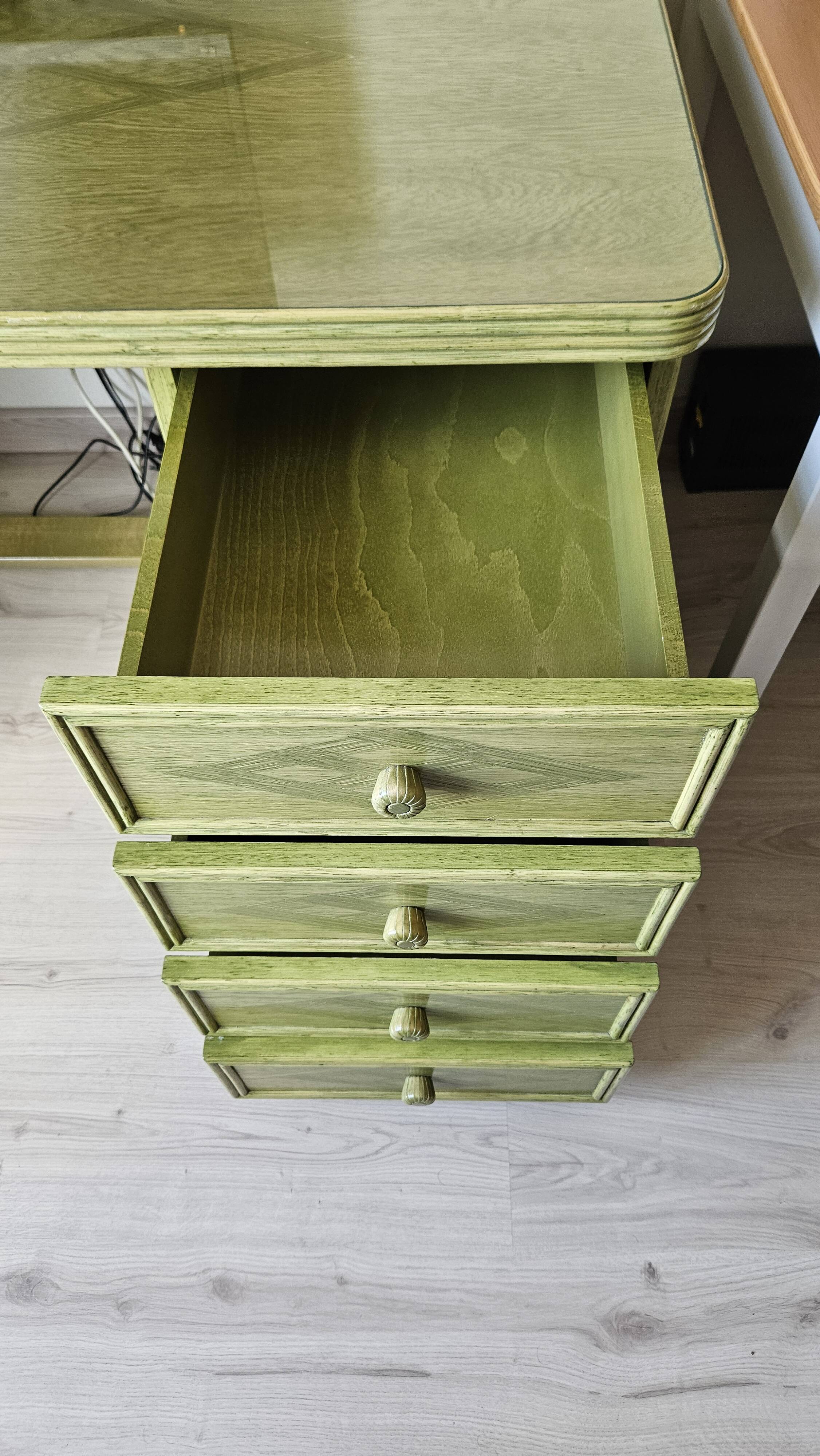 Vintage Maugrion desk in solid wood from the 1980s.