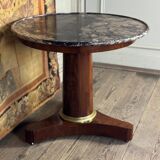 Empire Pedestal Table in Cuban Mahogany, Levanto Marble