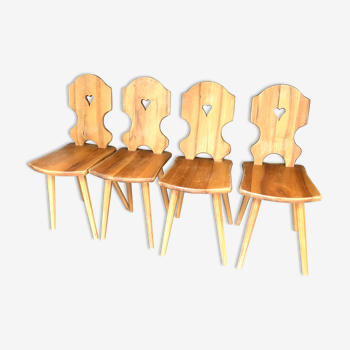 Lot de 4 chaises brutalistes style chalet de montage