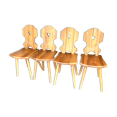Set of 4 brutalist chairs style mounting chalet