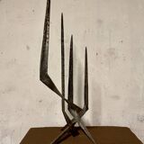 Brutalist candlestick in struck steel