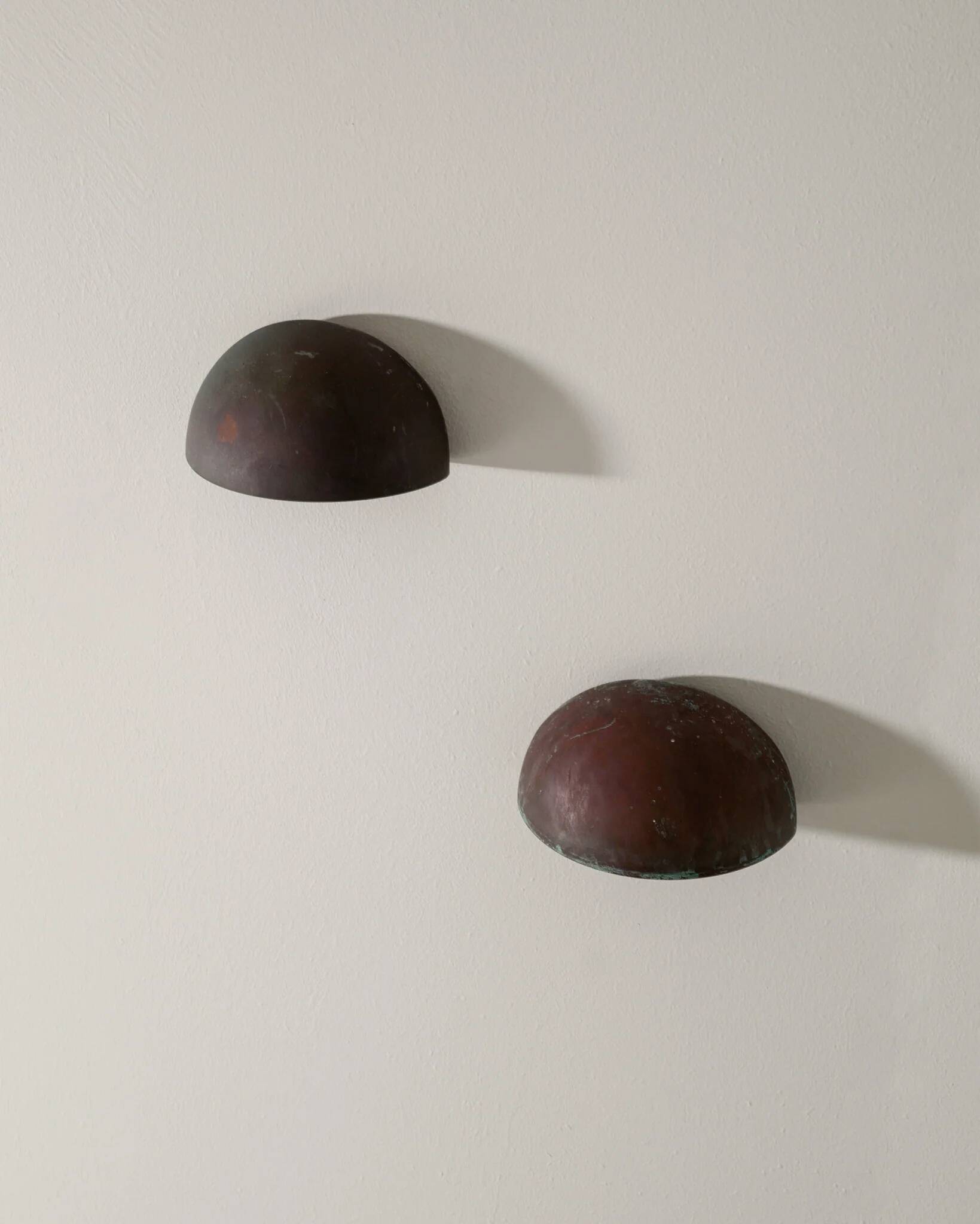 Pair of Round Vintage Danish Copper Wall Sconces Lamps, 1960s