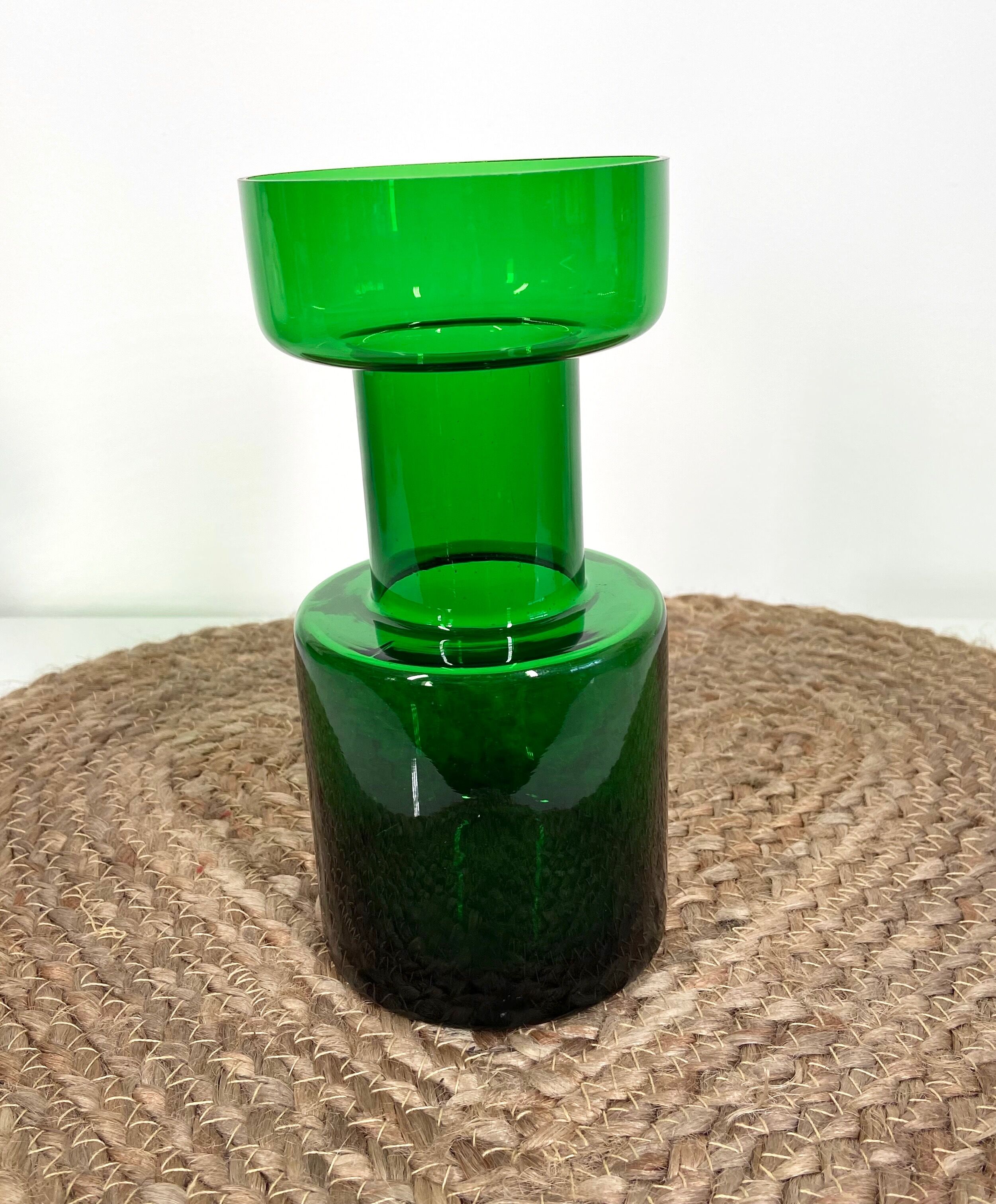 Green colored glass vase
