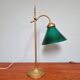 Art Deco desk lamp in brass and conical green opaline, 1920s-30s