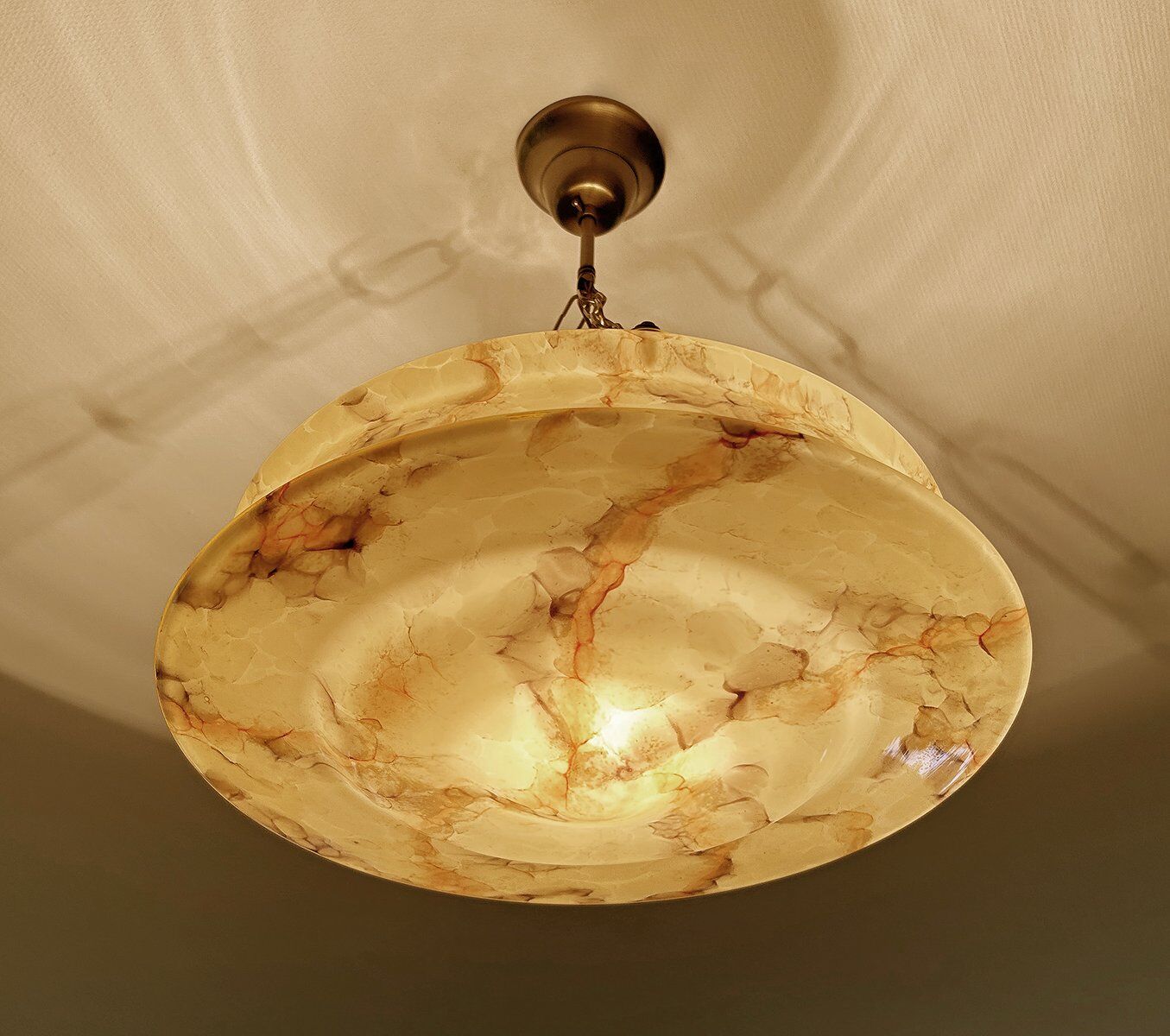Art Deco pendant light in amber marble glass