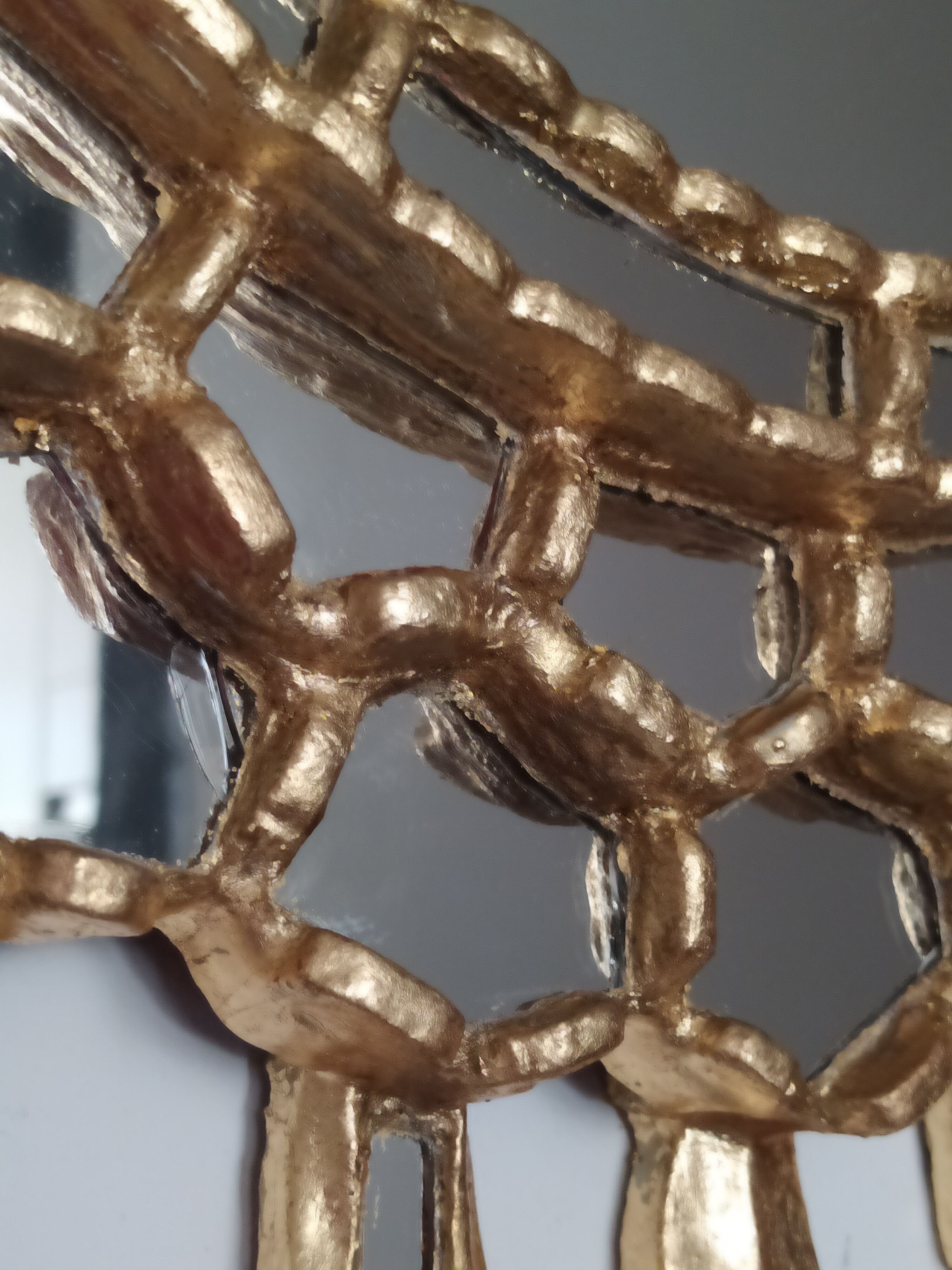 Golden wooden sun mirror 65x75cm