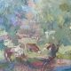 Table ec. French HSP “Edge of pond with trees” signed (to be deciphered)