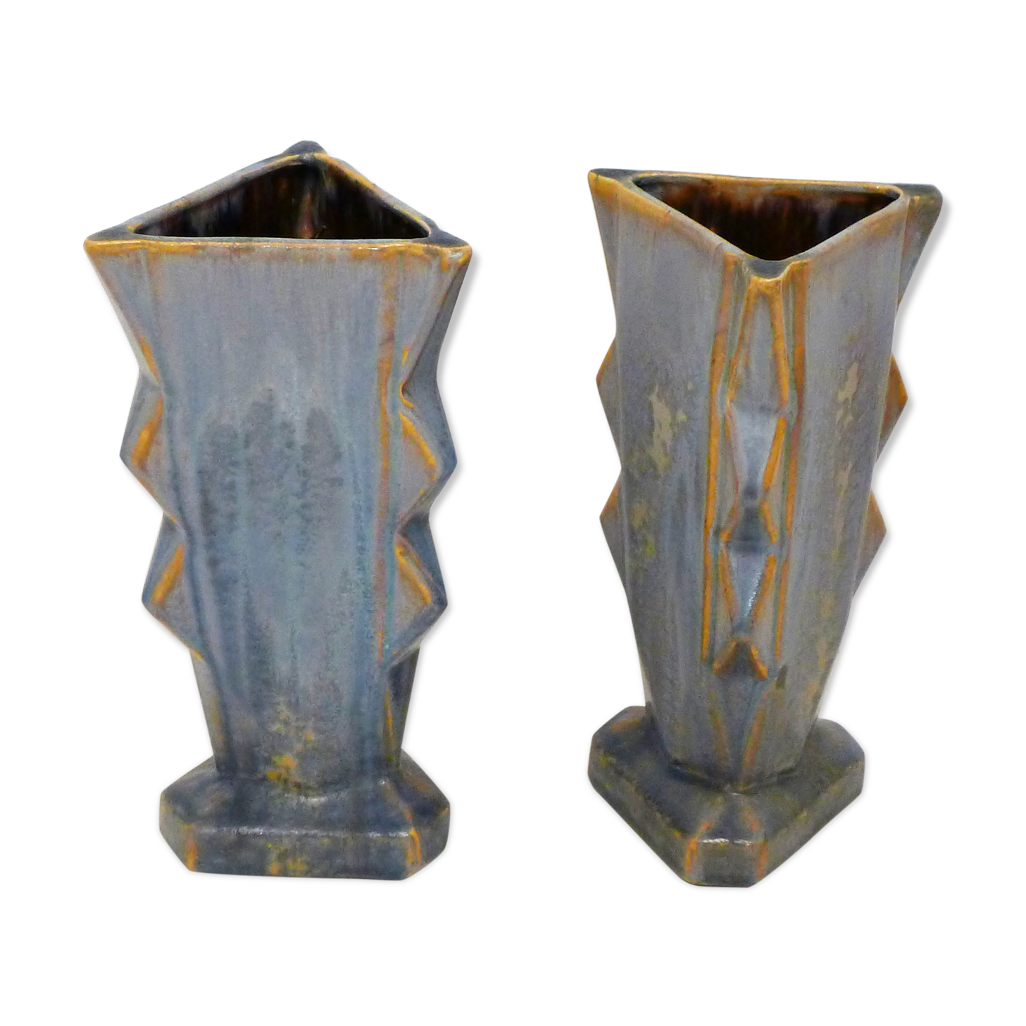 Pair of crystallized Art Deco vases