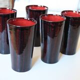 Set of 5 large signed ceramic glasses